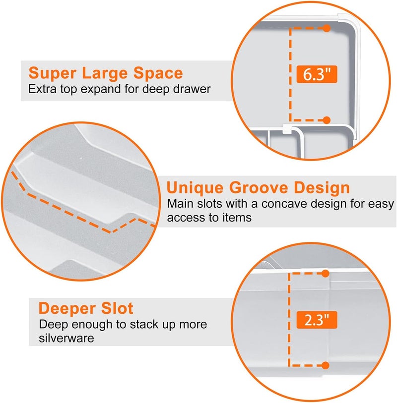 Spaclear Expandable Silverware Drawer Organizer BPA Free Cutlery Organizer Small Utensil Organizer for Kitchen Drawers Adjustable Spoons Forks Knives Storage Drawer Divider, Gray - Image 4